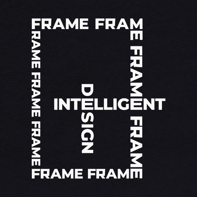 Framed "intelligent" design text art by Words In Drawings